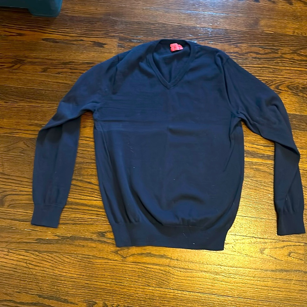 J.Crew cotton navy v-neck sweater Men’s Medium